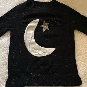 Loft size small Black Sweater with Moon and Star Design
